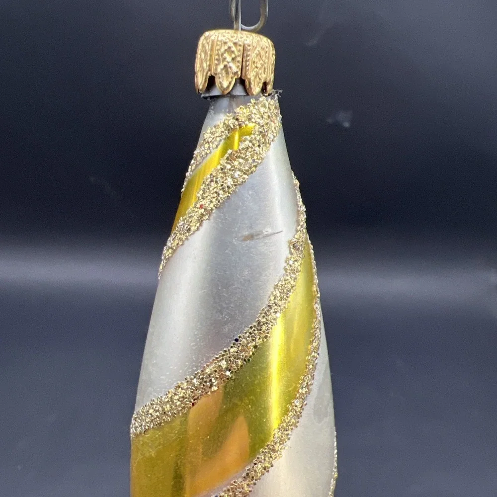 Vintage Kurt Adler Glass Swirl Spiral Icicle Christmas Ornament Columbia Cap